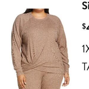 Zella | Light Brown Ribbed Knit Sweater Athleisure Top